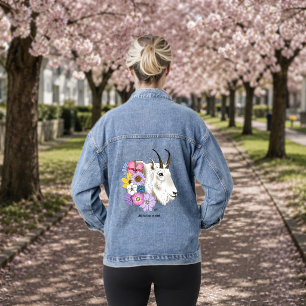 Wildflowers White Mountain Goat Nature Wildlife Denim Jacket
