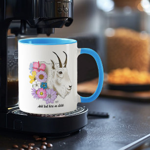 Wildflowers White Mountain Goat Nature Wildlife Mug