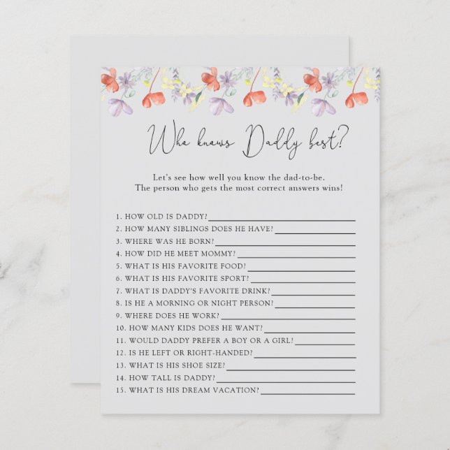 Wildflowers Who knows DADDY best (Front/Back)