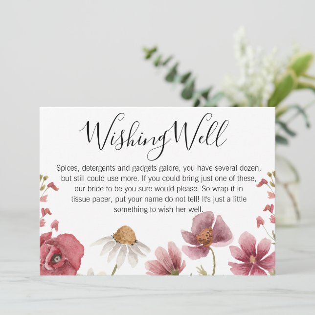 Wildflowers Wishing Well Bridal Shower Card (Standing Front)