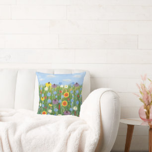 Wildflowers with Blue Skies Cushion
