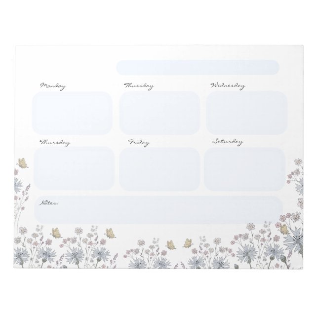 Wildflowers with butterfly notepad (Front)