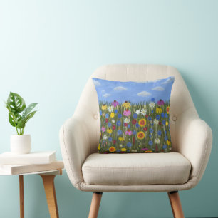 Wildflowers with Daisies Cushion