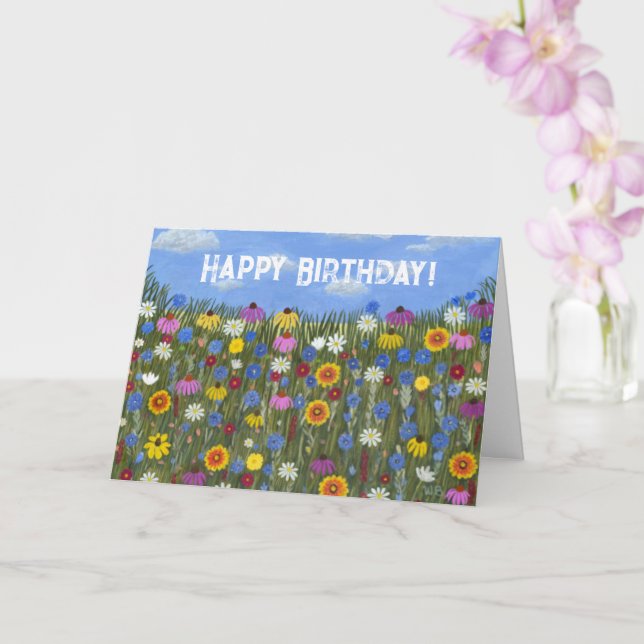 Wildflowers with Daisies Folded Card (Orchid)