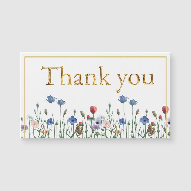 Wildflowers with Elegant Gold Script Thank you (Front)