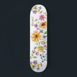 Wildflowers With Name Skateboard<br><div class="desc">Personalise & Gift this Beautiful Wildflowers With Name Skateboard to that Girly Girl in your life who is a bit daring and enjoys being outdoors with the wind blowing through her hair! Please be sure to check out my new skateboard designs in my "2024 Vintage Inspired Skateboards" to see more...</div>