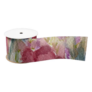 Wildflowers with poppies  satin ribbon