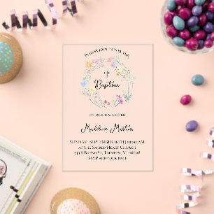 wildflowers wreath Baptism Invitation