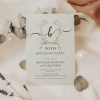 Wildflowers Wreath Elegant 50th Birthday