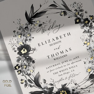 Wildflowers Wreath Modern Gold Elegant Wedding