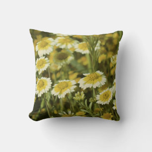 Wildflowers Yellow and White Sunflowers Cushion
