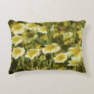 Wildflowers Yellow and White Sunflowers Decorative Cushion