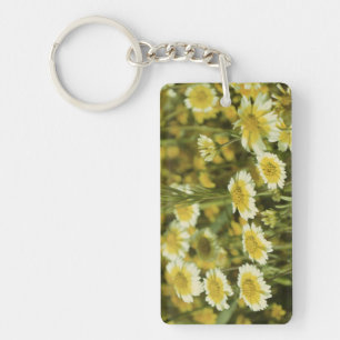 Wildflowers Yellow and White Sunflowers Key Ring
