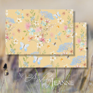 Wildflowers Yellow Floral Bee Butterfly Decoupage Tissue Paper