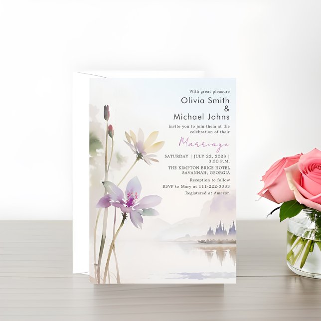 Wildflowes Neutral colours Watercolor Wedding Invitation (Creator Uploaded)