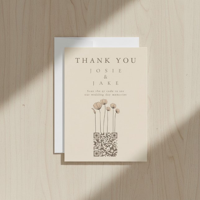 Wildfowers QR Code Wedding Thank You Card (Wildfowers QR Code Wedding Thank You Card.)