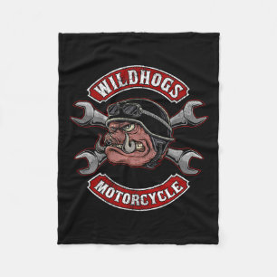 Wildhogs Motorcycle Speeders Wild Boars Hunting Bo Fleece Blanket