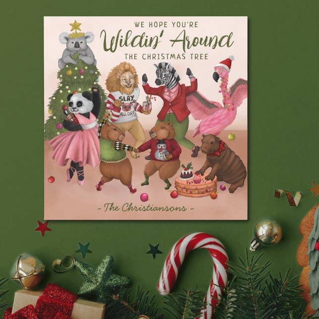 Wilding Around the Christmas Tree Holiday Card (Creator Uploaded)