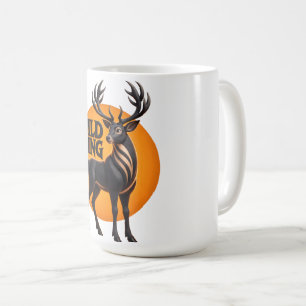 Wilding Stag Deer Sun Emblem Graphic Illustration Coffee Mug