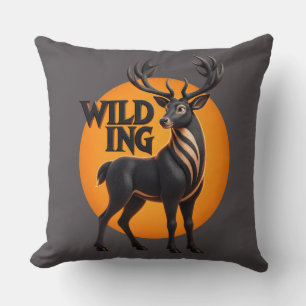 Wilding Stag Deer Sun Emblem Graphic Illustration Cushion