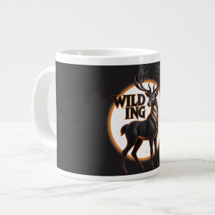 Wilding Stag Deer Sun Emblem Graphic Illustration Large Coffee Mug