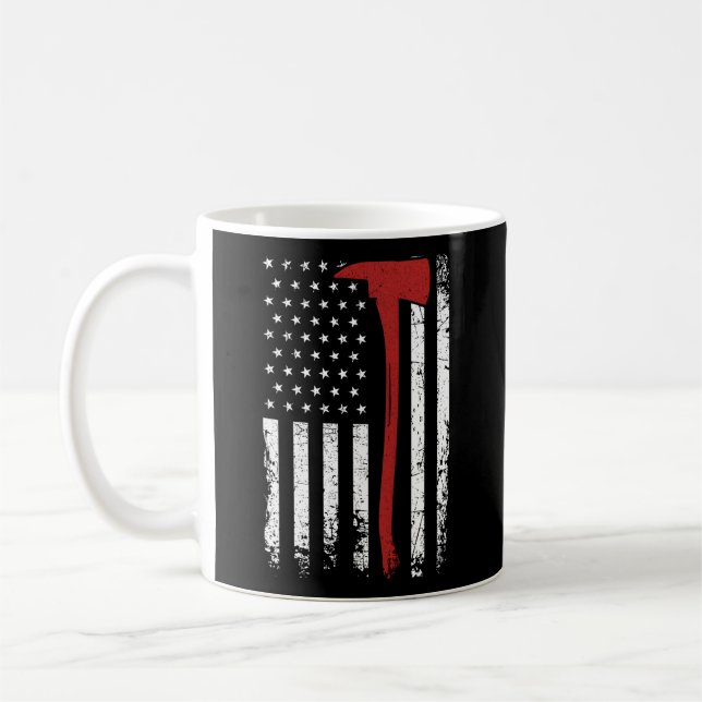 Wildland Firefighter Axe American Flag Thin Red Li Coffee Mug (Left)