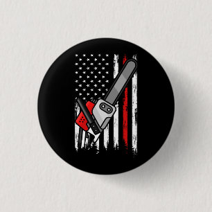 Wildland Firefighter Chainsaw Red Line American Fl 3 Cm Round Badge