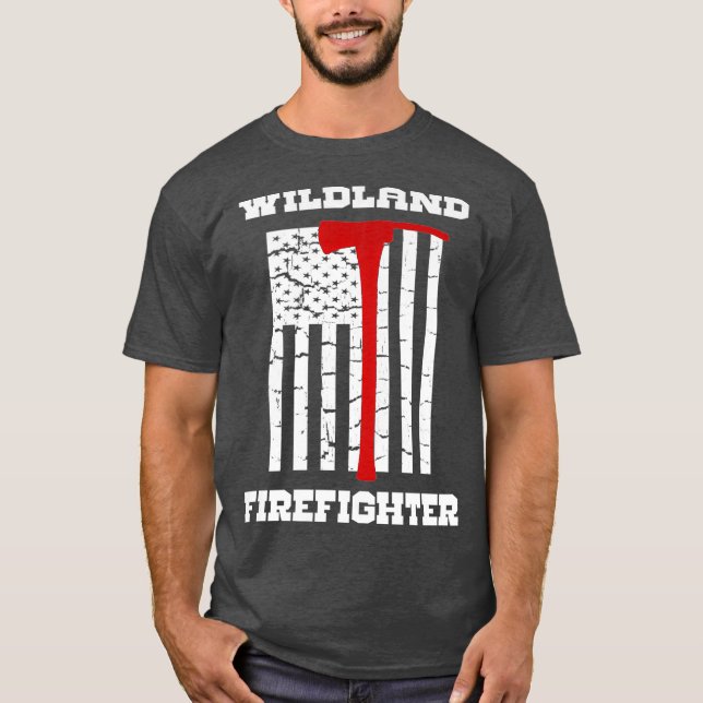 Wildland Firefighter Flag with Pulaski T-Shirt (Front)