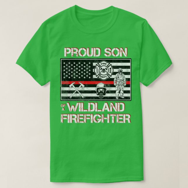 Wildland Firefighter Son Thin Red Line Smokejumper T-Shirt (Design Front)
