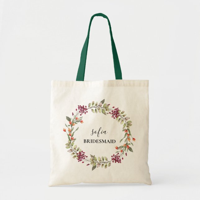 Wildlflower Meadow Wedding Bridesmaid Wedding Tote Bag (Front)