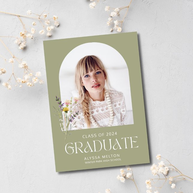 Wildlflower Photo Simple Girl Graduation Party  Invitation (Wildlflower Photo Simple Girl Graduation Party Invitation)