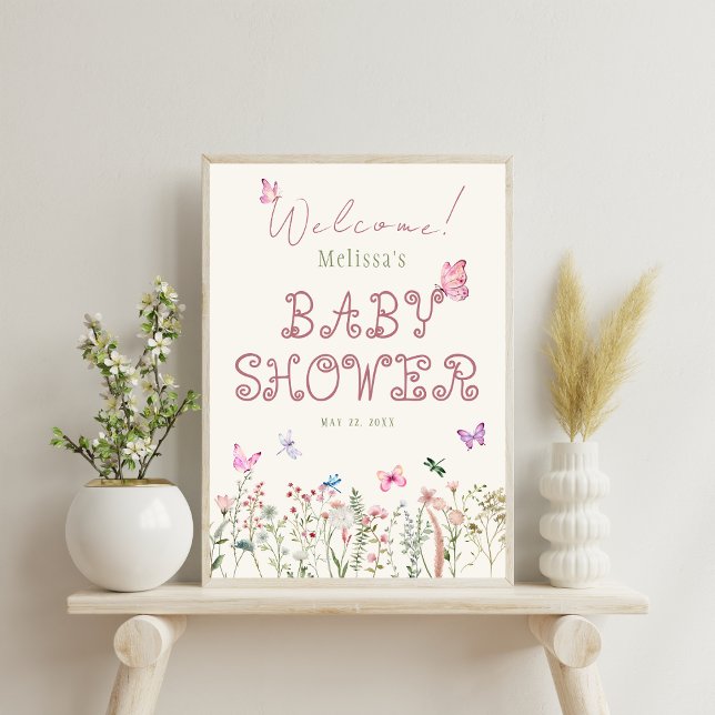 Wildlfower Girl Baby Shower Welcome Sign Poster (Creator Uploaded)