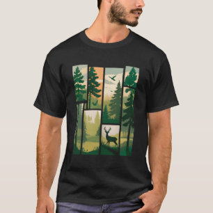 Wildlife Adventure Deer Birds and Forest Nature Ou T-Shirt