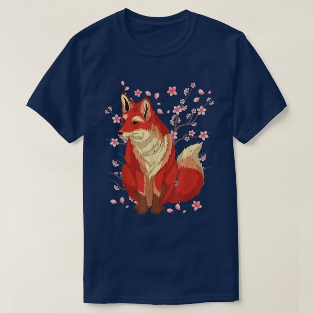 Wildlife Animal Fo Lover Cherry Blossom Sakura For T-Shirt (Design Front)