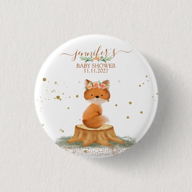 Wildlife Animal Fox watercolor Flower 3 Cm Round Badge (Front)