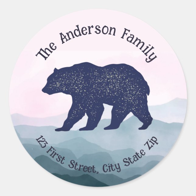 Wildlife Animal Grizzly Bear Nature  Art Classic Round Sticker (Front)