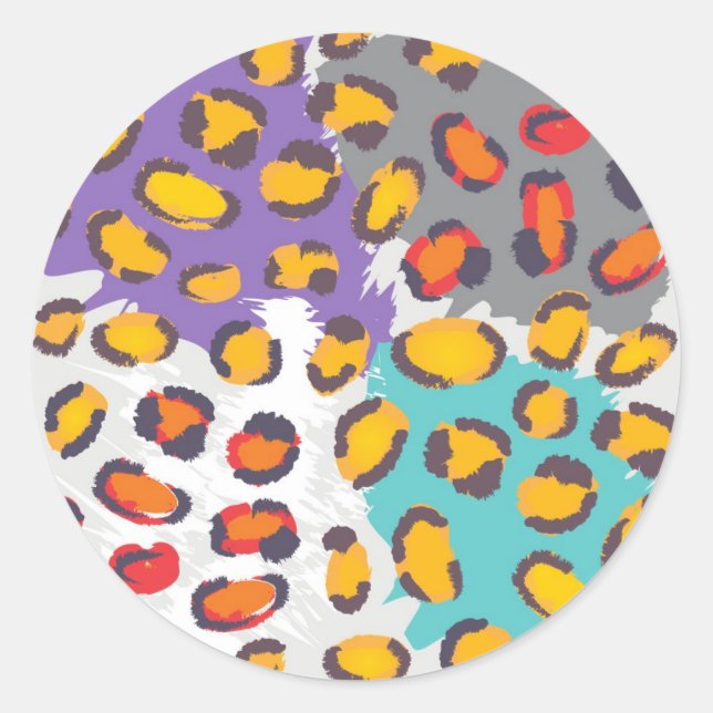 Wildlife animal pattern classic round sticker (Front)