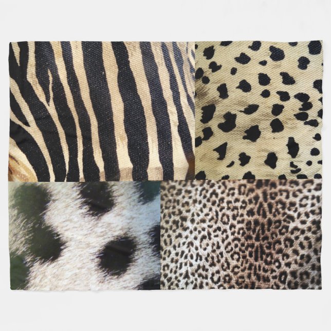 Wildlife Animal Print Throw Blanket Zebra Cheetah (Front (Horizontal))