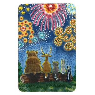 WILDLIFE ANIMALS 4TH OF JULY FIREWORKS, CUTE Funny Magnet