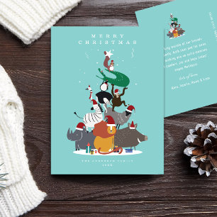 Wildlife Animals Christmas Tree Holiday Postcard