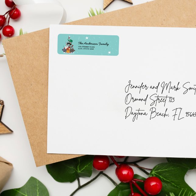 Wildlife Animals Christmas Tree Return Address Label (Wildlife Animals Christmas Tree Return Labels)