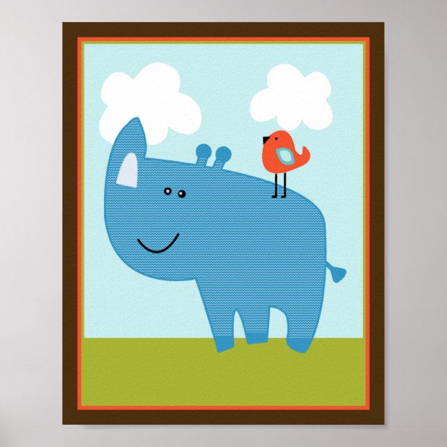 Wildlife Animals Rhinoceros Rhino Art Poster (Front)