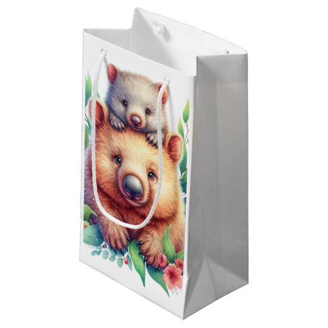 Wildlife Animals Wombat Small Gift Bag (Front Angled)