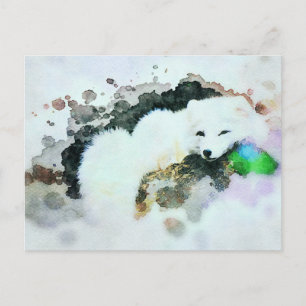 *~* Wildlife AP18 Snow White Arctic Polar Fox Post Postcard