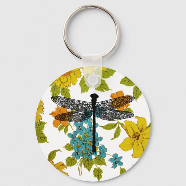 wildlife art dragonfly Bug Insect Silhouette  Key Ring (Front)