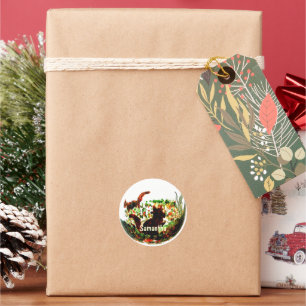 Wildlife Autumn Squirrels Named Classic Round Sticker
