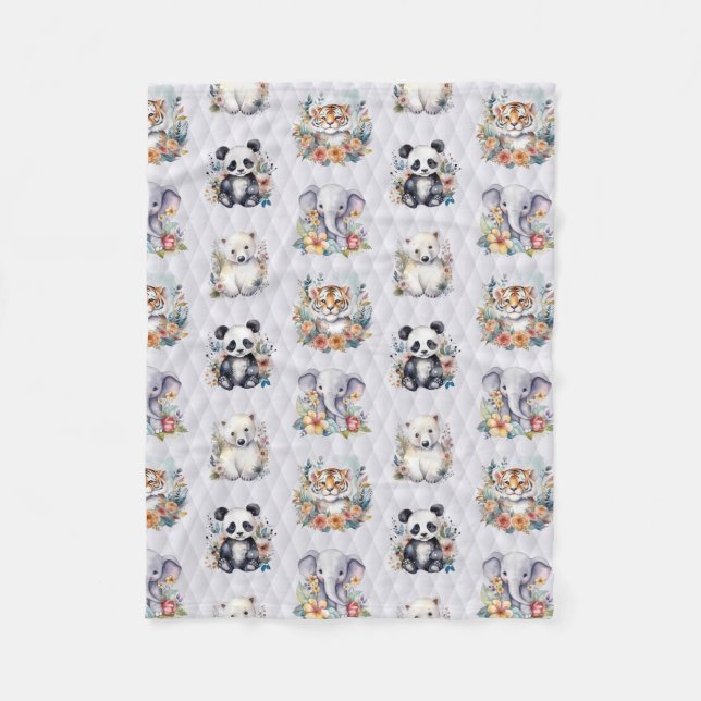 Wildlife Babies Fleece Blanket (Front)