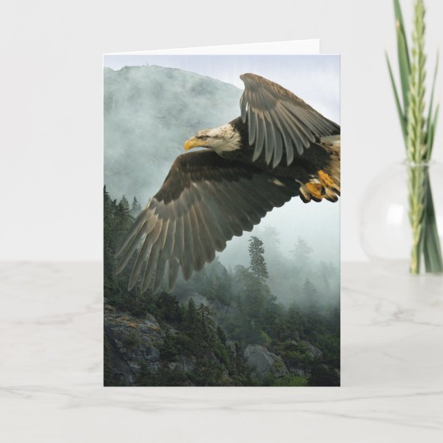 WILDLIFE Bald Eagle & Misty Forest Greeting Cards (Front)