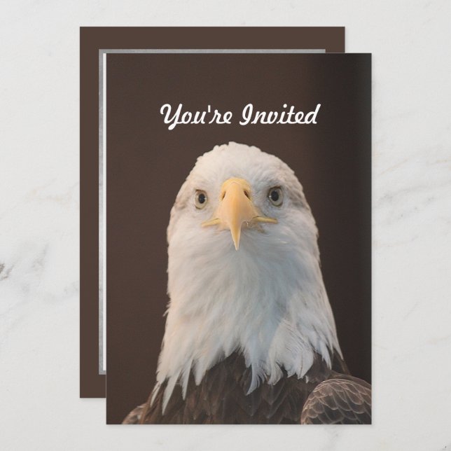 Wildlife Bald Eagle Portrait Photo Birthday Invitation (Front/Back)