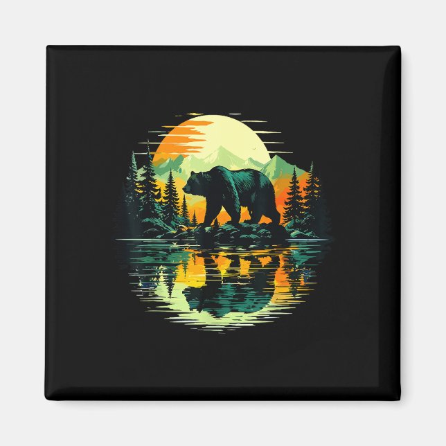 Wildlife bear trees reflection outdoor forest  magnet (Front)